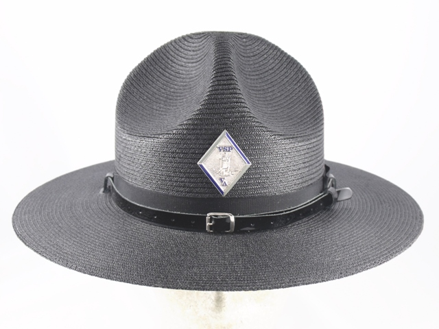 Virginia State Police black straw campaign hat with leather straps